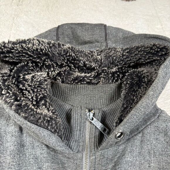 Fox Racing DELUXE Full Zip Hoodie Sherpa Faux Fur Y2K Grunge Men’s Gray - Picture 6 of 10
